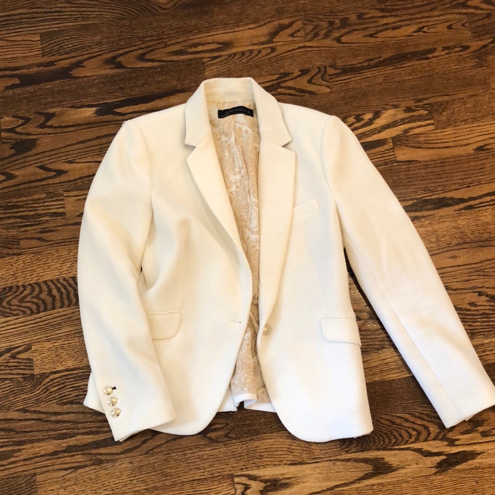 Zara women lined cream blazer